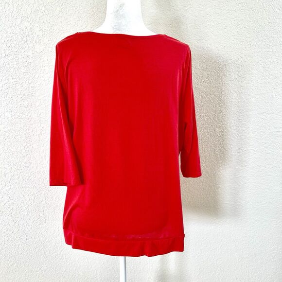 Lucy Diamonds Women's Plus Size 2X Red And Cream Open Front Knit Top Blouse - Picture 6 of 10